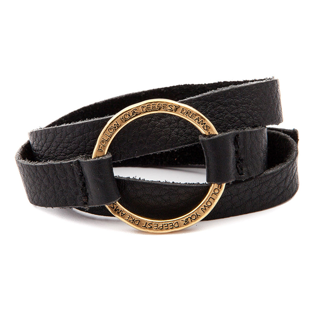 Circle Quote Leather Cuff